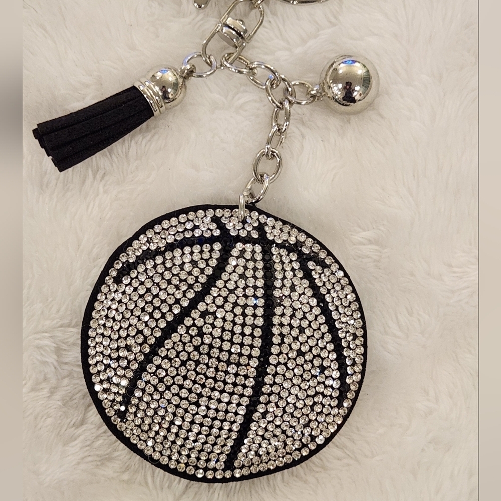 Basketball Rhinestone Keychain Bag Charm - Picture 2 of 3